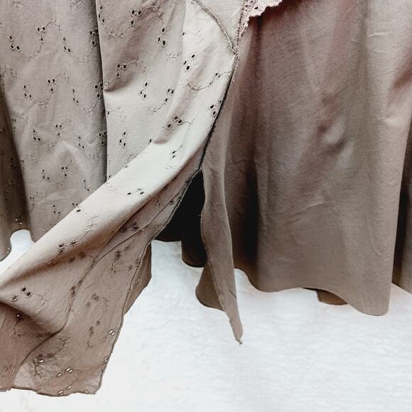 Skirt Maxi Size 12 Brown Embroidered Boho Romantic Fairy Cottagecore Whimsical - Picture 4 of 13